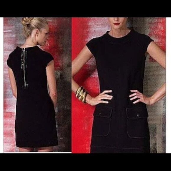 Cynthia Cynthia Steffe Mod Shift Dress Retro Black LBD Mini Sz 2 - Picture 1 of 12